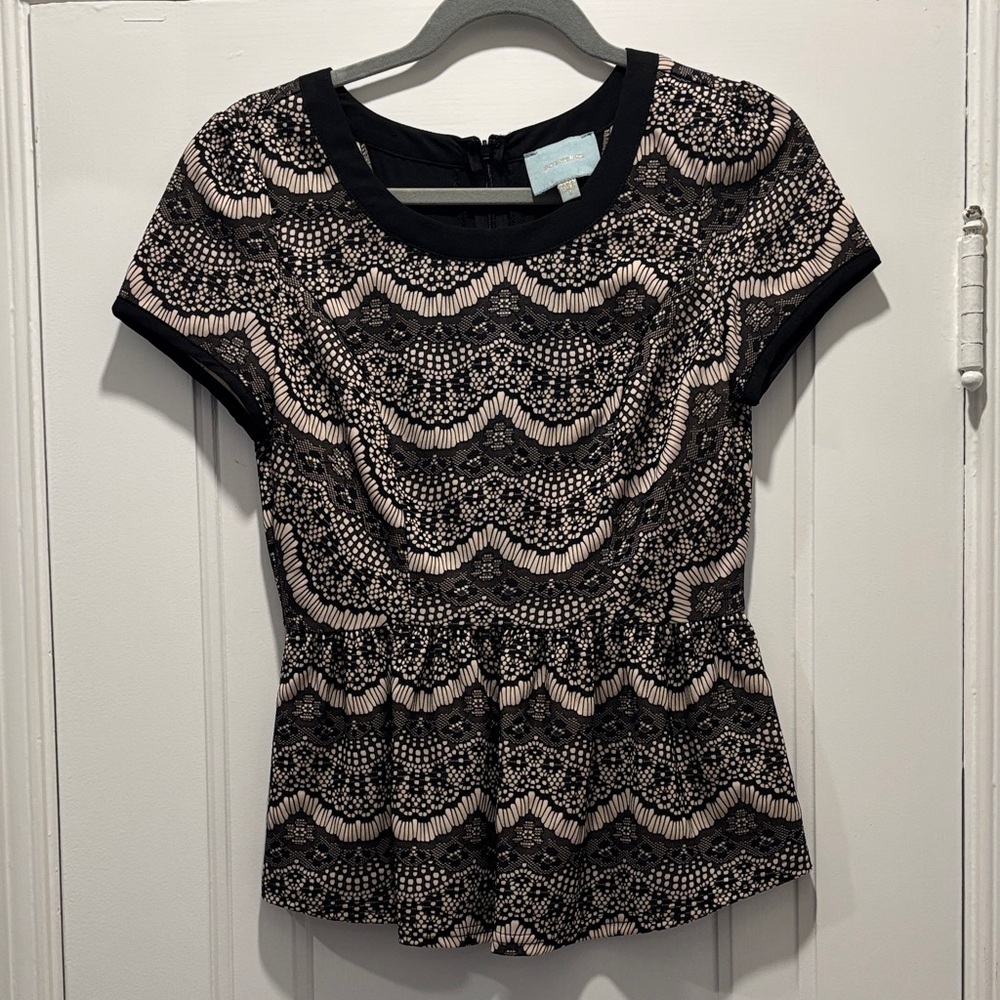 Skies Are Blue Lace Peplum Top